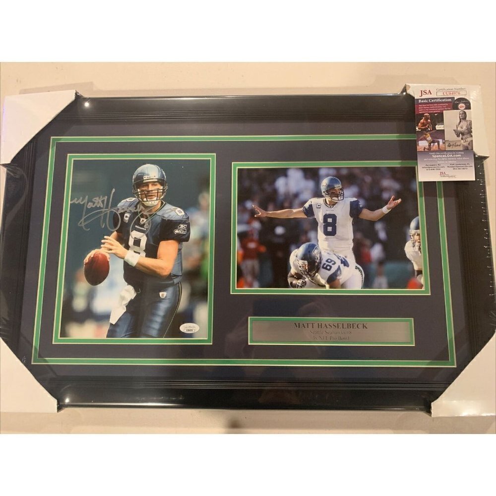 Matt Hasselbeck autograph signed Seattle Seahawks 8x10 photo collage framed JSA